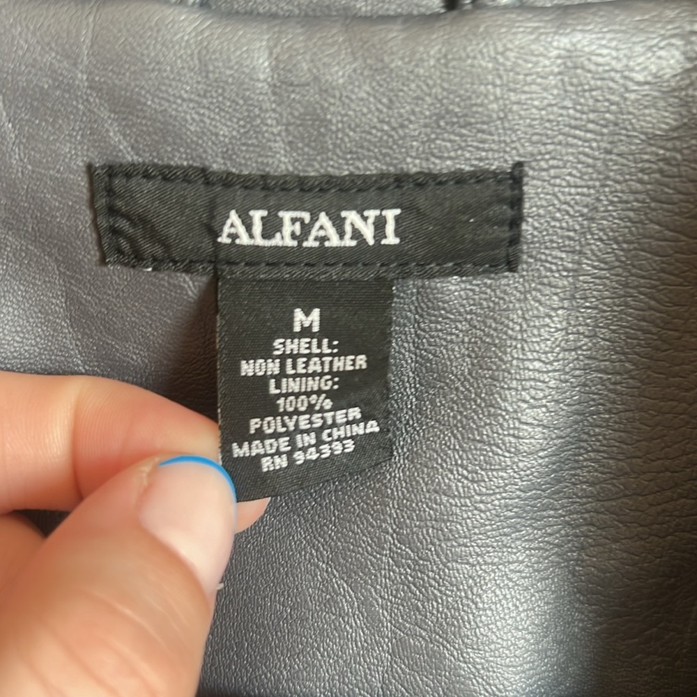 Alfani Blue/Grey Faux Leather Jacket - Picture 2 of 5
